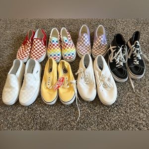 Multiple vans all different colors and some only worn once and some none at all